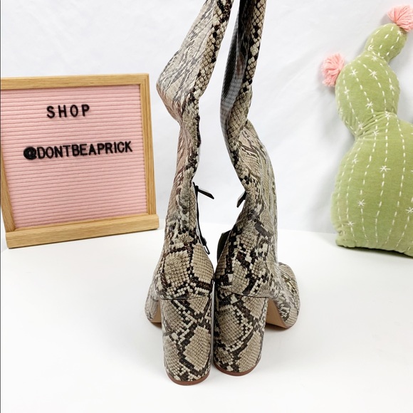 New Zara Snakeskin Print Boots (Sz: 8) - Picture 4 of 7